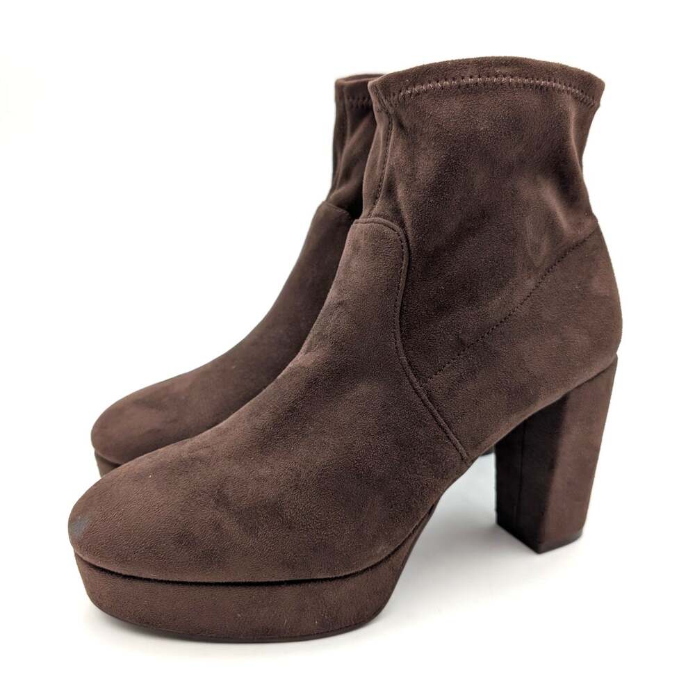 Anne Klein Volt Platform Block Heel Bootie Women's Brown Size US8M EU38.5